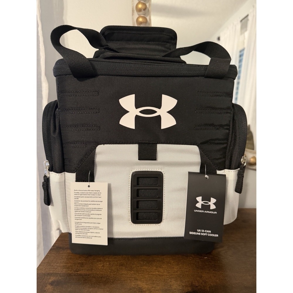 Under Armour UA 12 Can Sideline Cooler Black White Insulated Bag NWT Rare